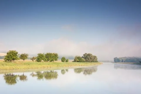 Fog on the river Stock Photos