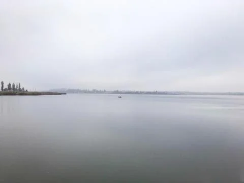 Fog on the river. Stock Photos