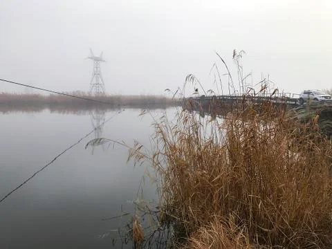 Fog on the river. Stock Photos