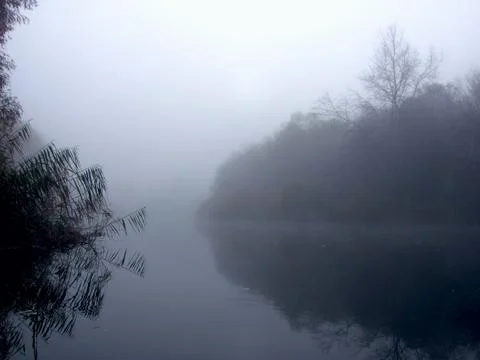 Fog on the river Stock Photos