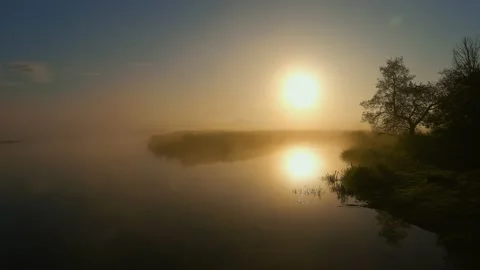 Fog, River, Sunrise, Sun 스톡 동영상 219684055