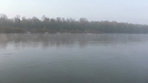 Fog on the river. Time lapse Stock Footage 37880658