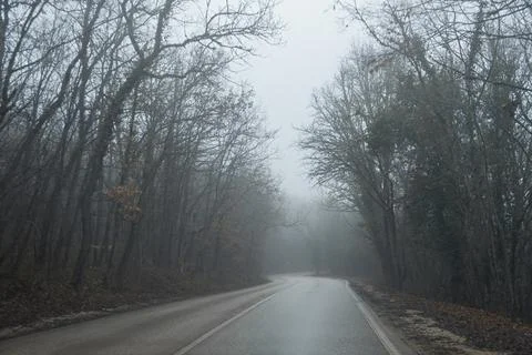 Fog road asphalt. Stock Photos