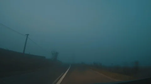 Fog Road by Night Stock Footage 119369833