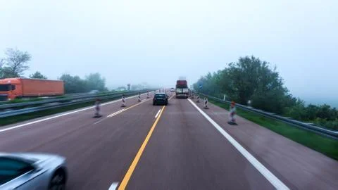 Fog on the road Foto stock