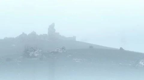 Fog rocks and bush Stock Footage 62903319