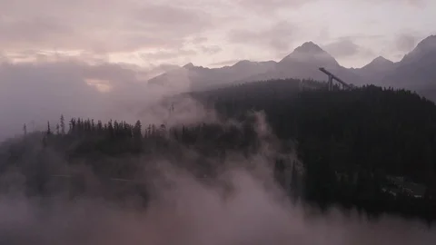 Fog Rolling across Alpine Forest Dlog Vídeos de archivo 129493843
