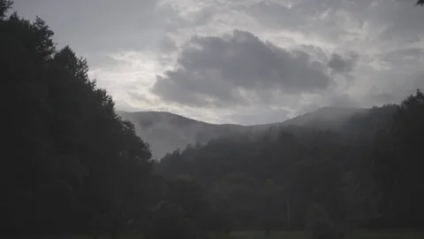 Fog rolling appalacian mountains timelapse wide Stock Footage 76716666