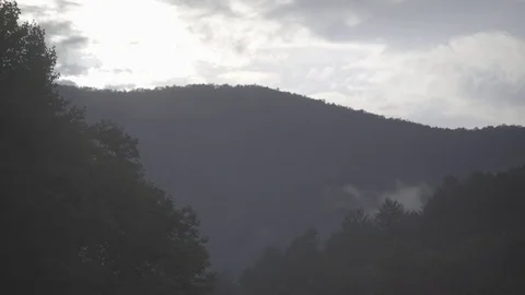 Fog rolling appalacian mountains timelapse closer Stock Footage 76716850