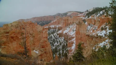 Fog rolling in on Bryce Canyon formations Stock Footage 268049647