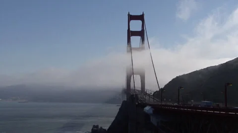 Fog rolling in over the Golden Gate Bridge in San Francisco, California Stock Footage 35130217