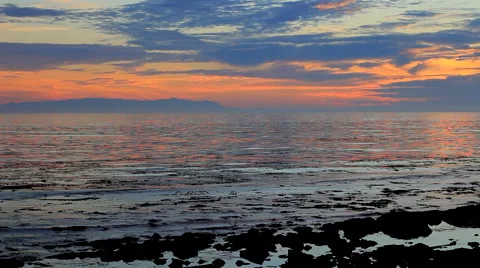 Fog Rolling in over Pacific Ocean at sunset Long Beach California Stock Footage 58064431
