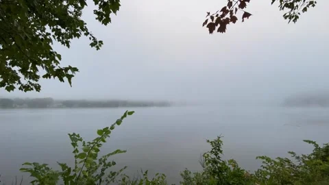 Fog rolls down river timelapse Stock Footage 284874563