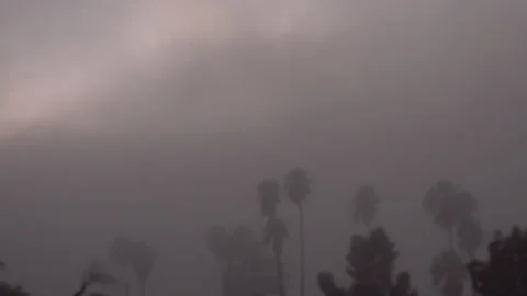 Fog rolls in as the sunsets Stockbeeldmateriaal 165147749