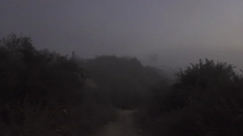 Fog rolls in as the sunsets Stock Footage 165147923