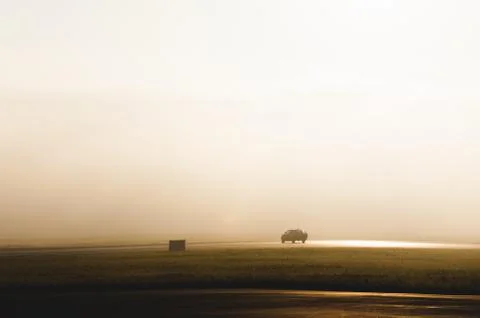 Fog in runway 写真素材