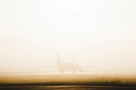 Fog in runway 写真素材