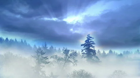 Fog Setting in the Mountains Stock Footage 739725