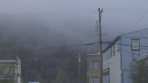 A fog in a small town. Видео 69216432