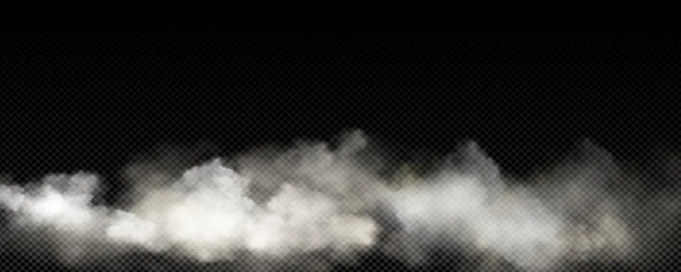 Fog, smoke, white smog clouds on the floor, morning fog over the ground or wa Stock Illustration