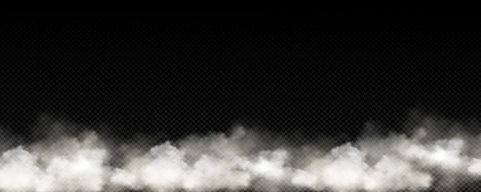 Fog, smoke, white smog clouds on the floor, morning fog over the ground or .. Stock Illustration