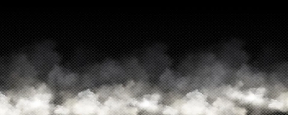 Fog, smoke, white smog clouds on the floor, morning fog over the ground or .. Stock Illustration