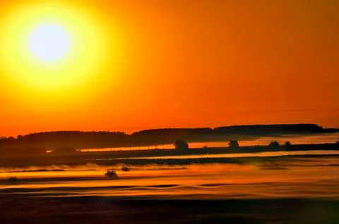 Fog at sunrise Stock Photos