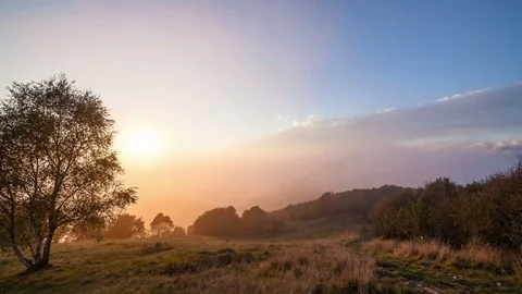 Fog Sunset Mountain 库存影片 98500405