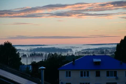 Fog at sunset Stock Photos