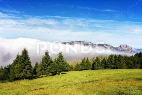 Fog in Urkiola mountains at morning Stock Photos