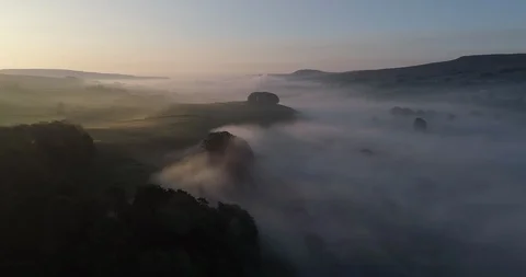Fog in the valley Stock Footage 87956271