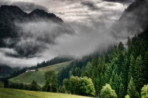 Fog in the valley Stock Photos