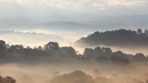 Fog in the valley of wv Stock Footage 8760990