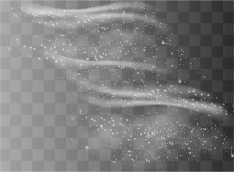 Fog vector. Snow and wind on a transparent background. Illustration of a white 스톡 일러스트