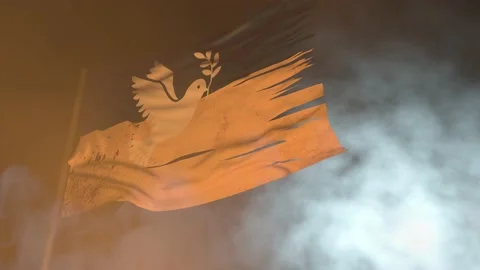 Fog of war. Victory. Flag. Stock Footage
