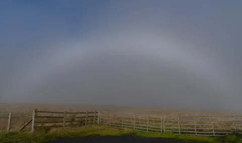 Fogbow on moor Stock Photos