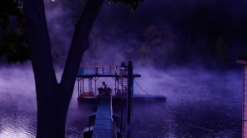 FogDockLakeNight Stock Footage 288149688