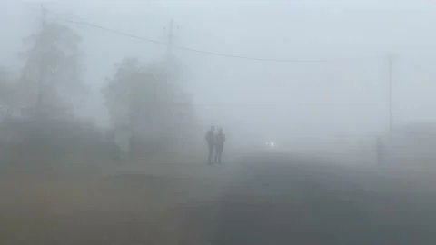 Fogged out highway view from inside a car Stock-Footage 149782813