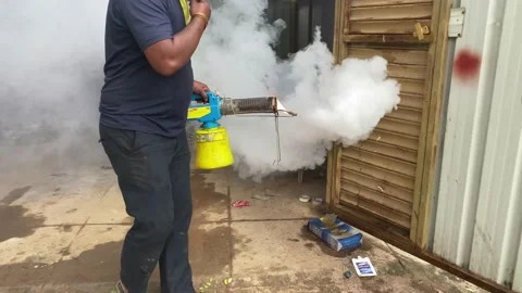 Fogging to kill mosquito larva.Medical concept. Stock Footage 160625450