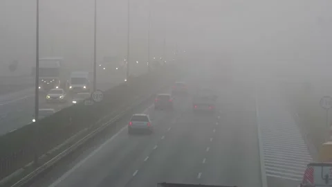 Foggy A2 highway  Stock Footage 231215334