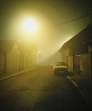 Foggy Alleyway in Serbia Stock Photos