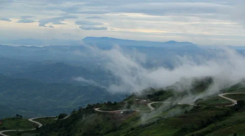 Foggy and cloudy mountains Stock Footage 37044568