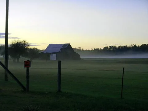 Foggy Barn Foto stock