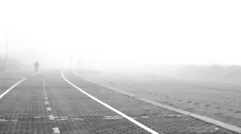 Foggy Beach Man Walking Stock Footage 36269283
