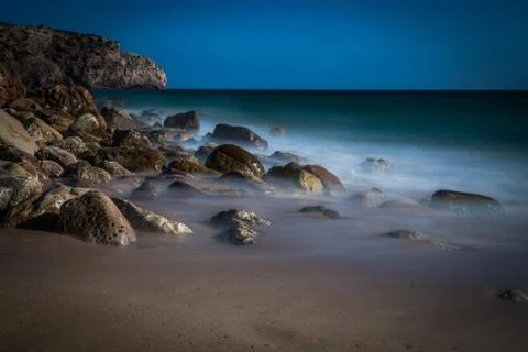 Foggy beach Stock Photos