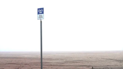 Foggy Beach Sign Stock Footage 36268807