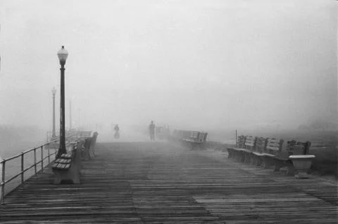 Foggy Boardwalk Stock Photos