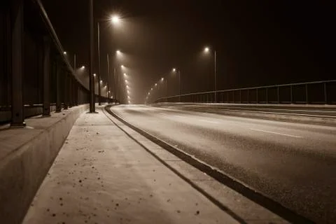 Foggy Bridge Deck Stock Photos