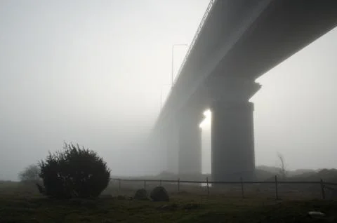 Foggy bridge Stock Photos