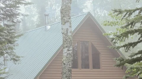 Foggy Cabin Evening Stock Footage 65320614